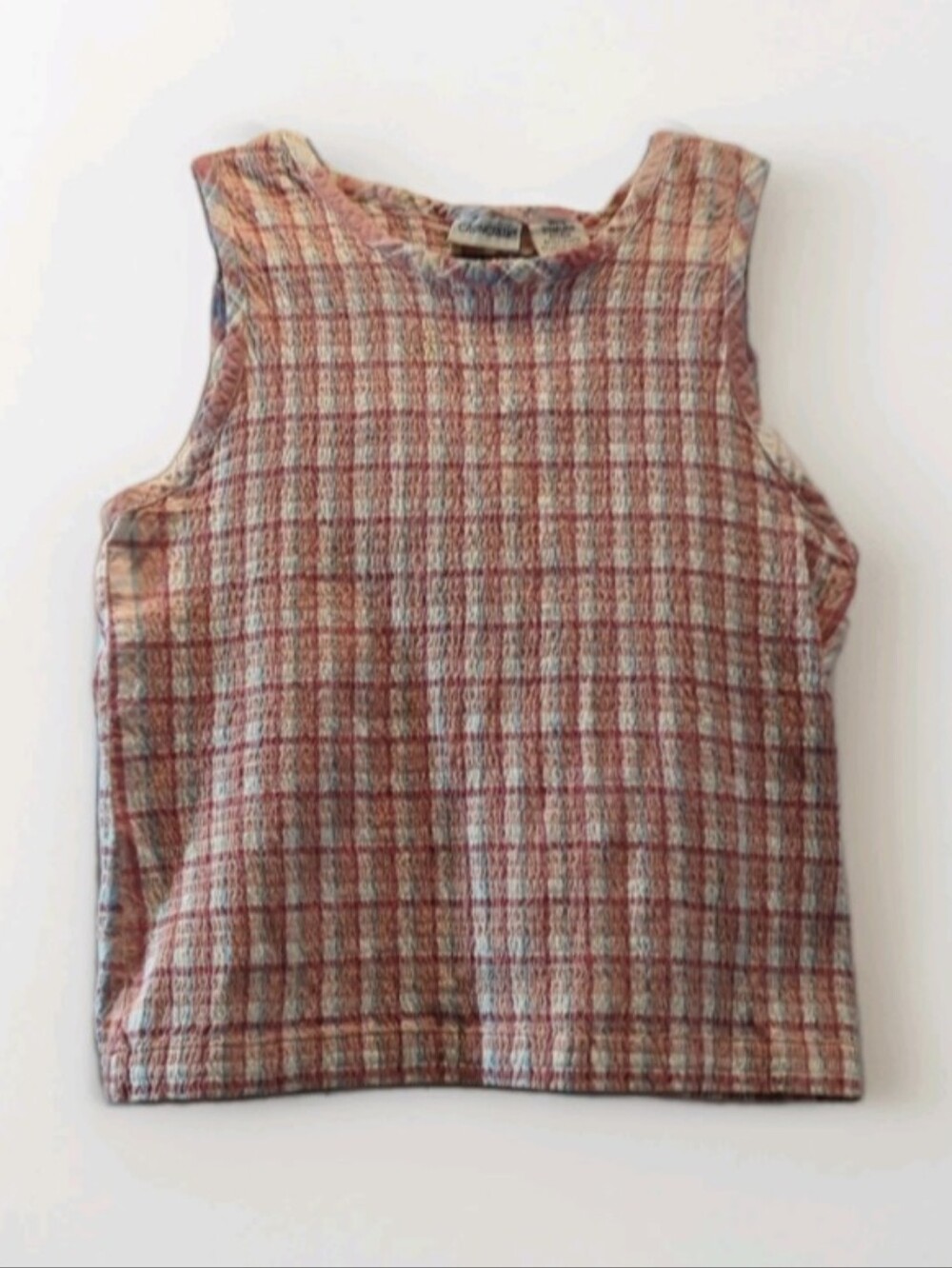 Cabin Creek Tank Top Women's X Large Petite Textured Plaid Stretch Sleeveless